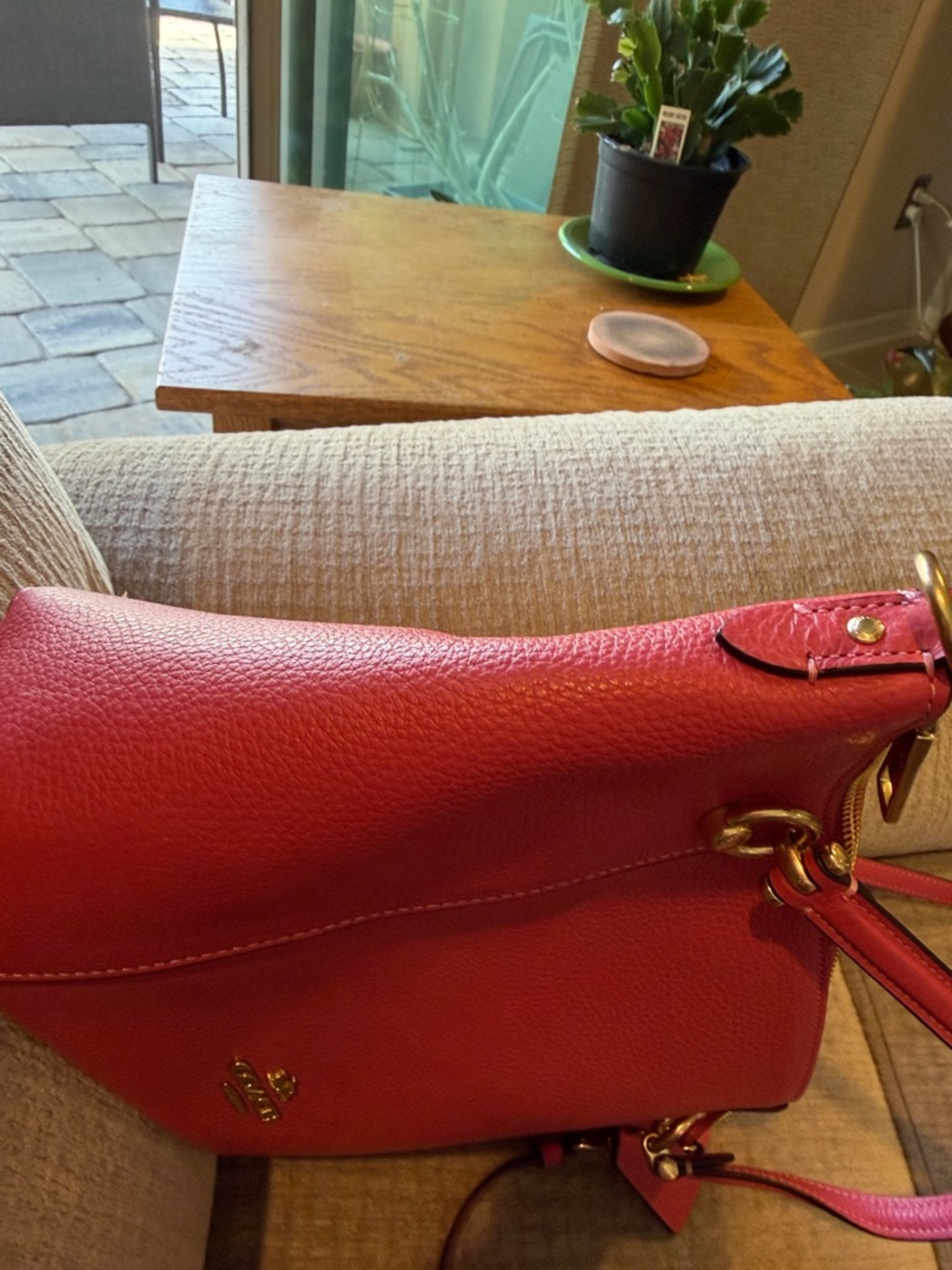 Coach strawberry haze Pink Pebbled Leather Satchel with Gold HW detachable strap - Picture 7 of 12